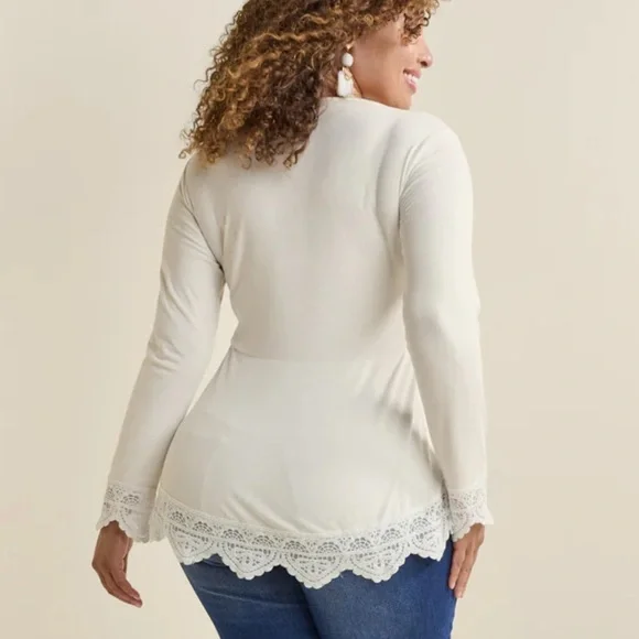 VENUS - Babydoll Lace Trim Top - Picture 3 of 8